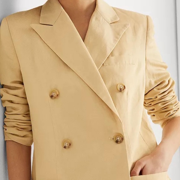 Lauren Ralph Lauren Women's Yellow Cream Double-Breasted Blazer - Picture 2 of 13